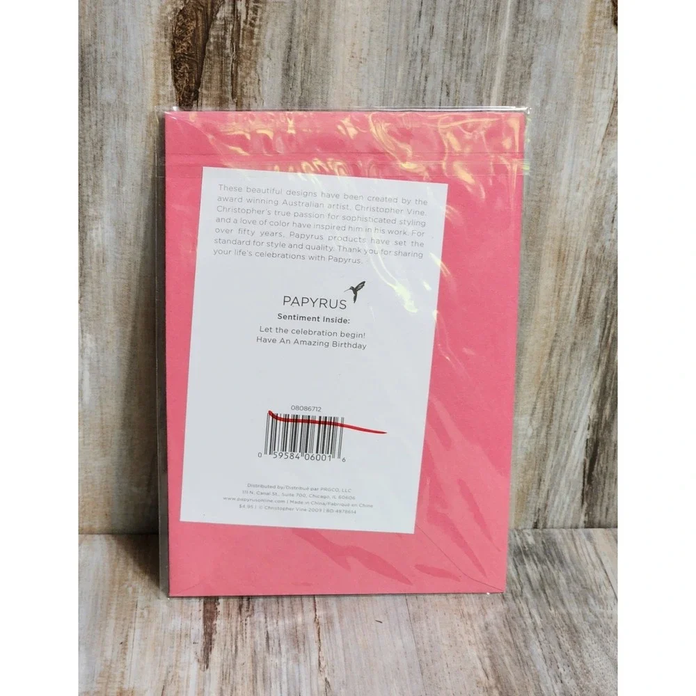 Papyrus Christopher Vine Embossed Glittery Cocktail Floral Birthday Card